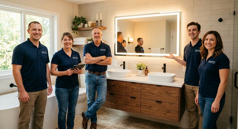 APRILSOUL lit bathroom mirror range in a finished remodel